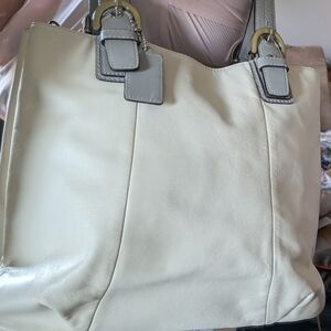 Coach Soho N/S  Oyster&Heather Grey Silver Buckles & Yellow‎ Enamel Big Tote
